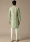 Vibrant Green Print Jacket Kurta Set