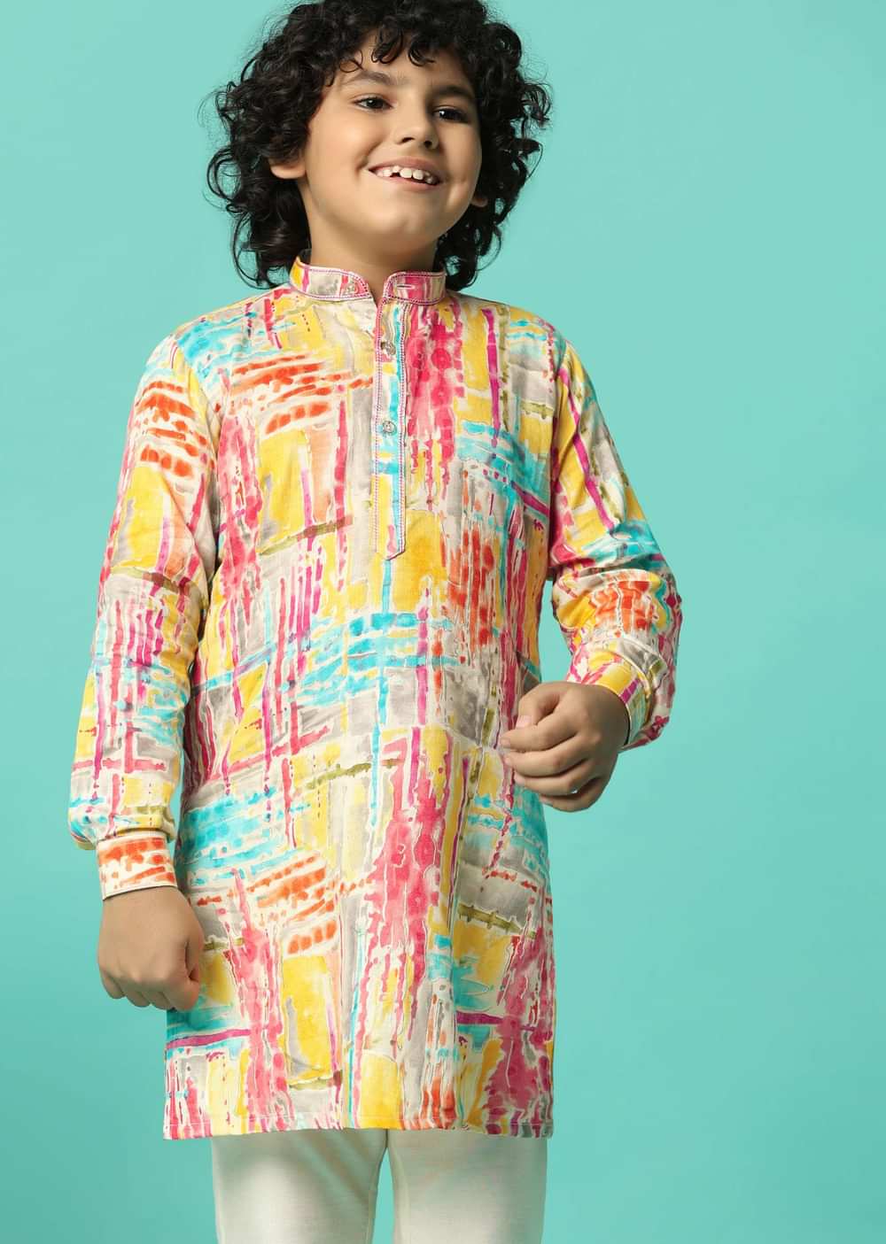 Multi Color Vibrant Kurta Set For Boys