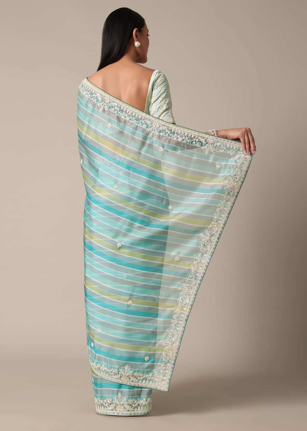 Vibrant Multicolored Muslin Saree With Stripes