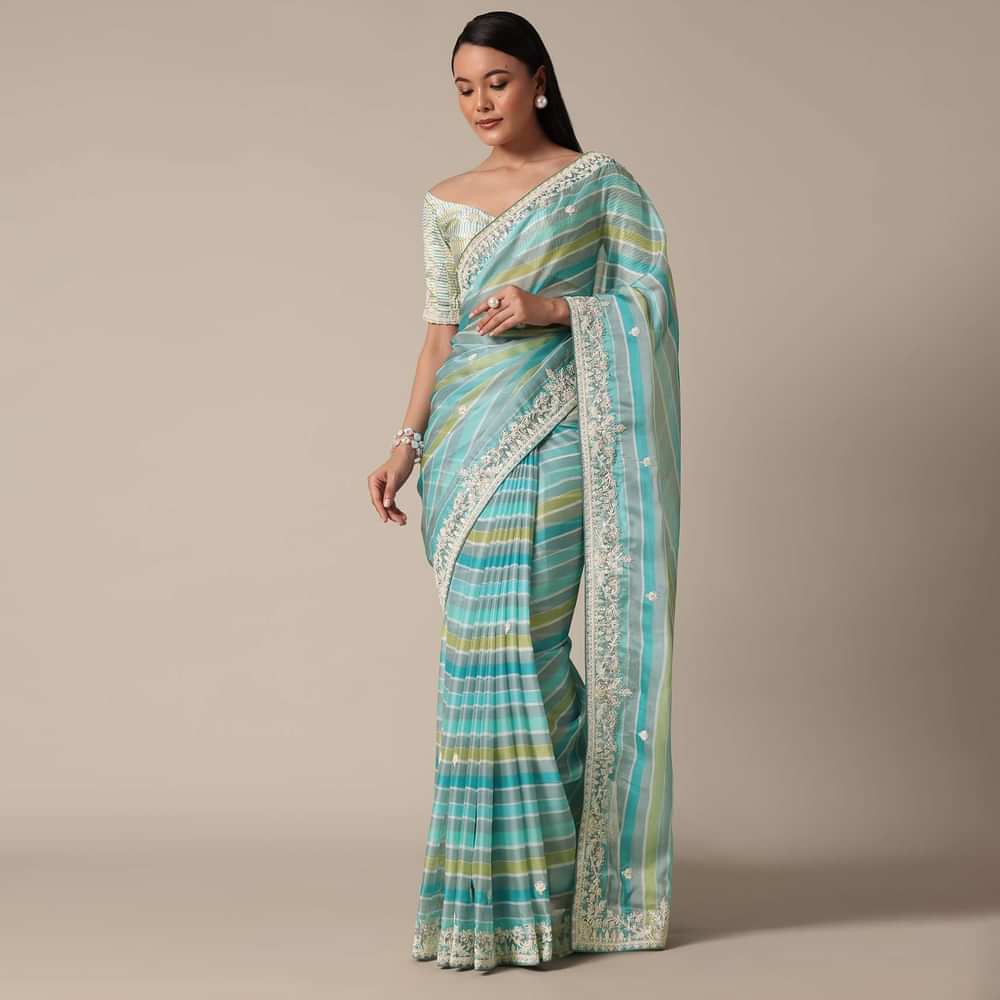 Vibrant Multicolored Muslin Saree With Stripes