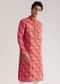 Violet Brocade Zipper Kurta Set With Mirror Work