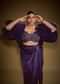 Violet Drape Skirt Set With Sleeveless Blouse And Ruffle Jacket