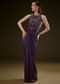 Violet High Neck Embroidered Corset Gown With Twisted Drape
