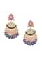 Violet Kundan Danglers With Tiered Multicolor Bead Drops