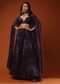 Violet palazzo And Crop Top In Sequins Embroidery, Extended Jacket In Cape Sleeves