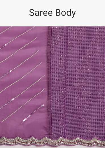 Violet Ombre Sequins Saree With Scallop Border