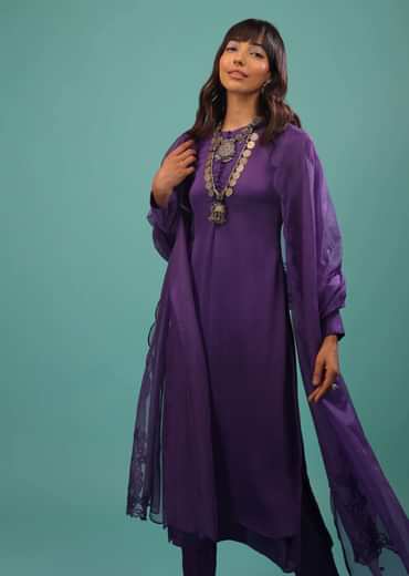 Mauve Purple Purple A Line Suit Made With Bemberg Satin