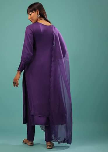 Mauve Purple Purple A Line Suit Made With Bemberg Satin