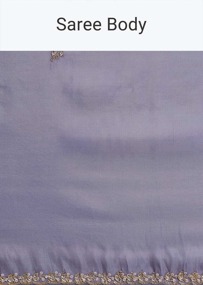 Violet Tissue Silk Saree With Cutdana And Sequin Embroidered Border