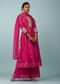 Virtual Pink Embroidered Palazzo Suit Set In Cotton Silk