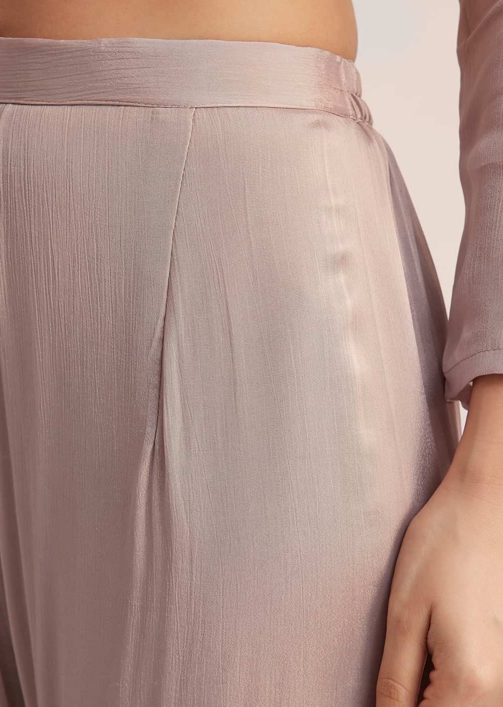 Warm Grey Sequined Chinon Sharara Set