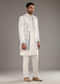 White And Blue Silk Groomsman Sherwani With Mirror Work