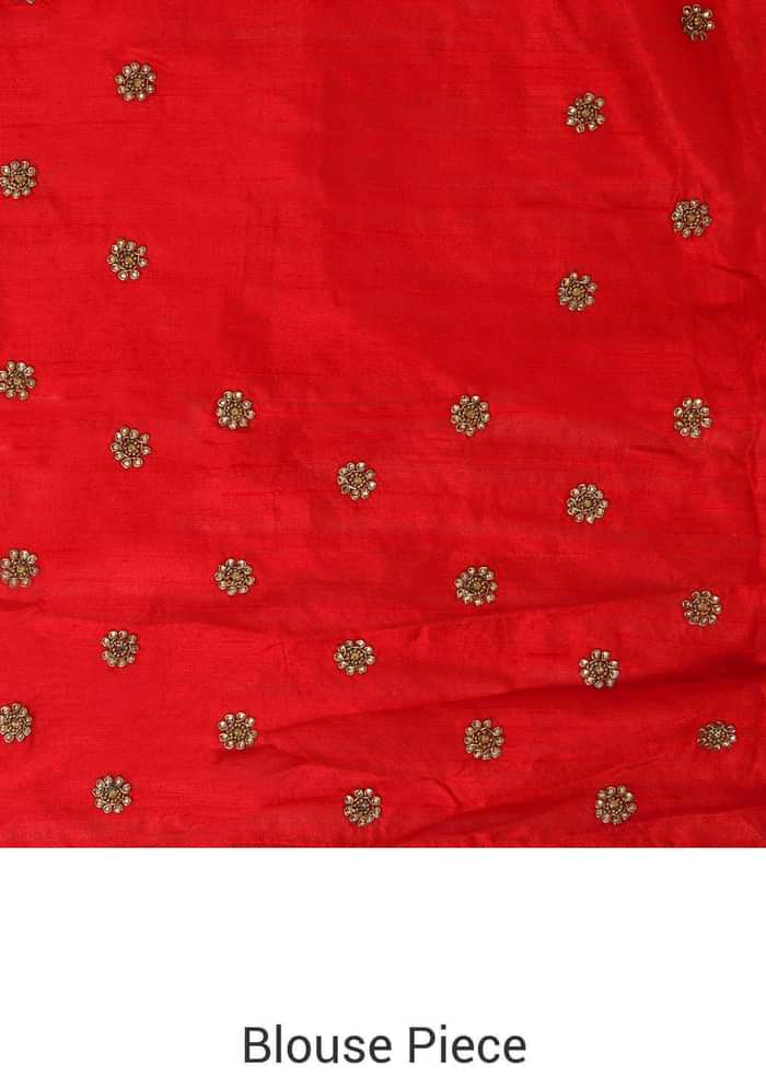 White and red saree in moti embroidery only on Kalki
