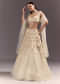 White Bustier Lehenga Set With 3D Floral And Mirror Work