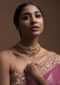 White Carved Stone Pendant Choker With Kundan Work And Dangling Multi Color Beads And Pearls