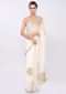 White chiffon saree with cut dana embroidery and butti only on Kalki