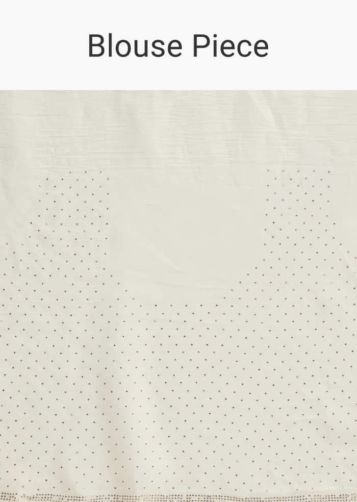 White Chiffon Saree with Resham Embroidery