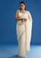 White Crushed Tissue Saree With Stones And Sequins Embroidery And Scallop Border
