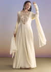 White Georgette Anarkali Suit With Resham and Sequins Work