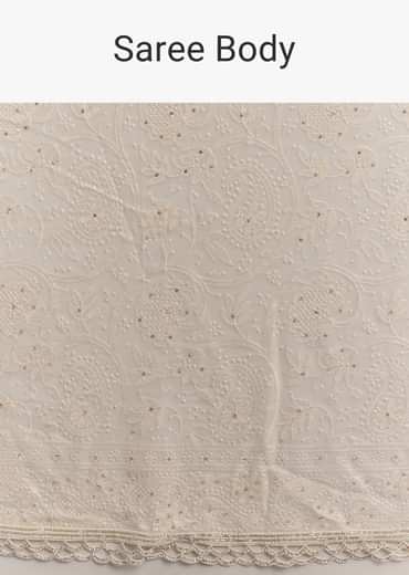 White Georgette Chikankari Embroidered Saree