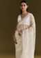 White Glass Tissue Saree With Sequins Embroidery And Scallop Border