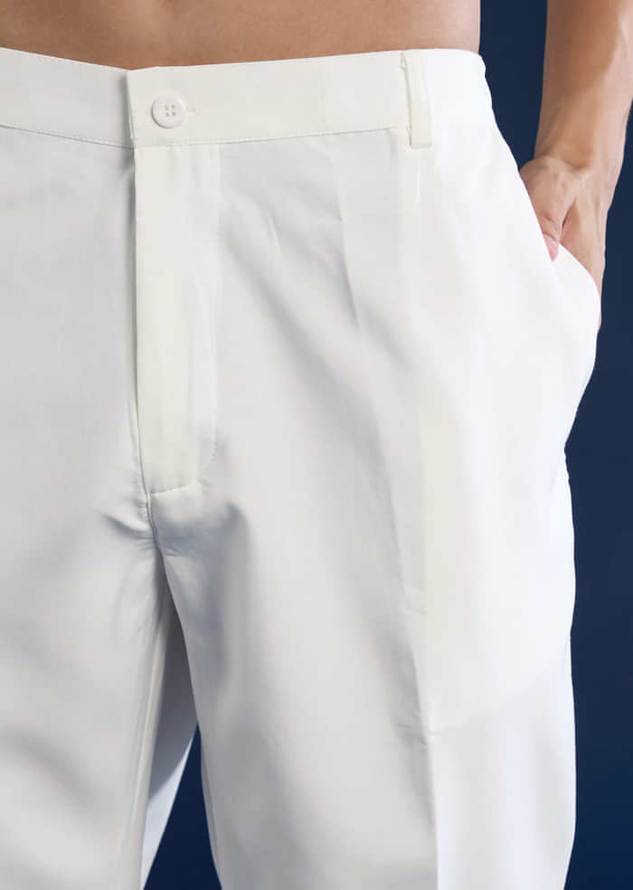 White Hand Painted Silk Jacket Kurta Set with Cutdana Work