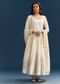 White Jacquard Anarkali Suit With Organza Dupatta