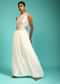 White Jumpsuit In Chiffon With Multi Colored Resham And Mirror Embroidered Bodice Along With Side Cut Outs