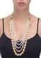 White Pearls Multi Strand Necklace With Pink Mina Work, Crystals And Carved Flower Beads Online - Kalki Fashion