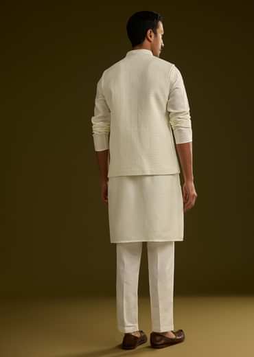 White Rayon Kurta Jacket Set