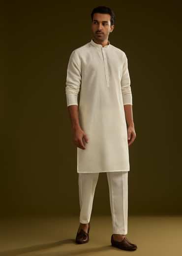 White Rayon Kurta Jacket Set