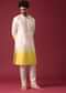 Yellow White Ombre Kurta Set In Silk With Mirror Work