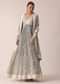 White Anarkali Set With Chikankari Lace Trims
