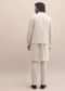 White And Cream Embroidered Silk Kurta Jacket Set For Men