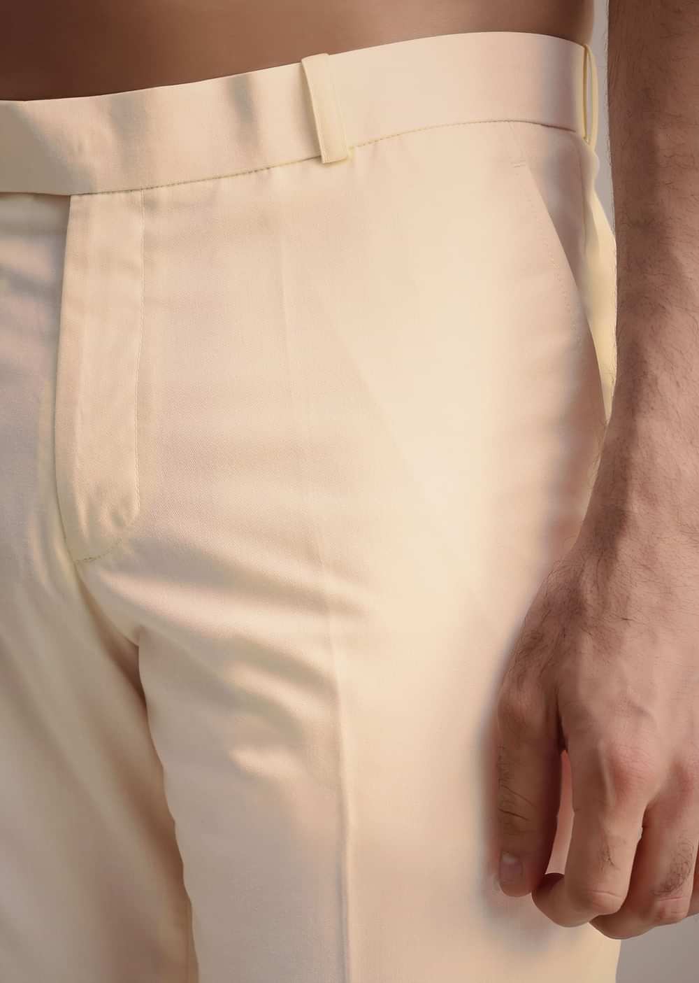 White And Cream Printed Silk Jodhpuri Suit
