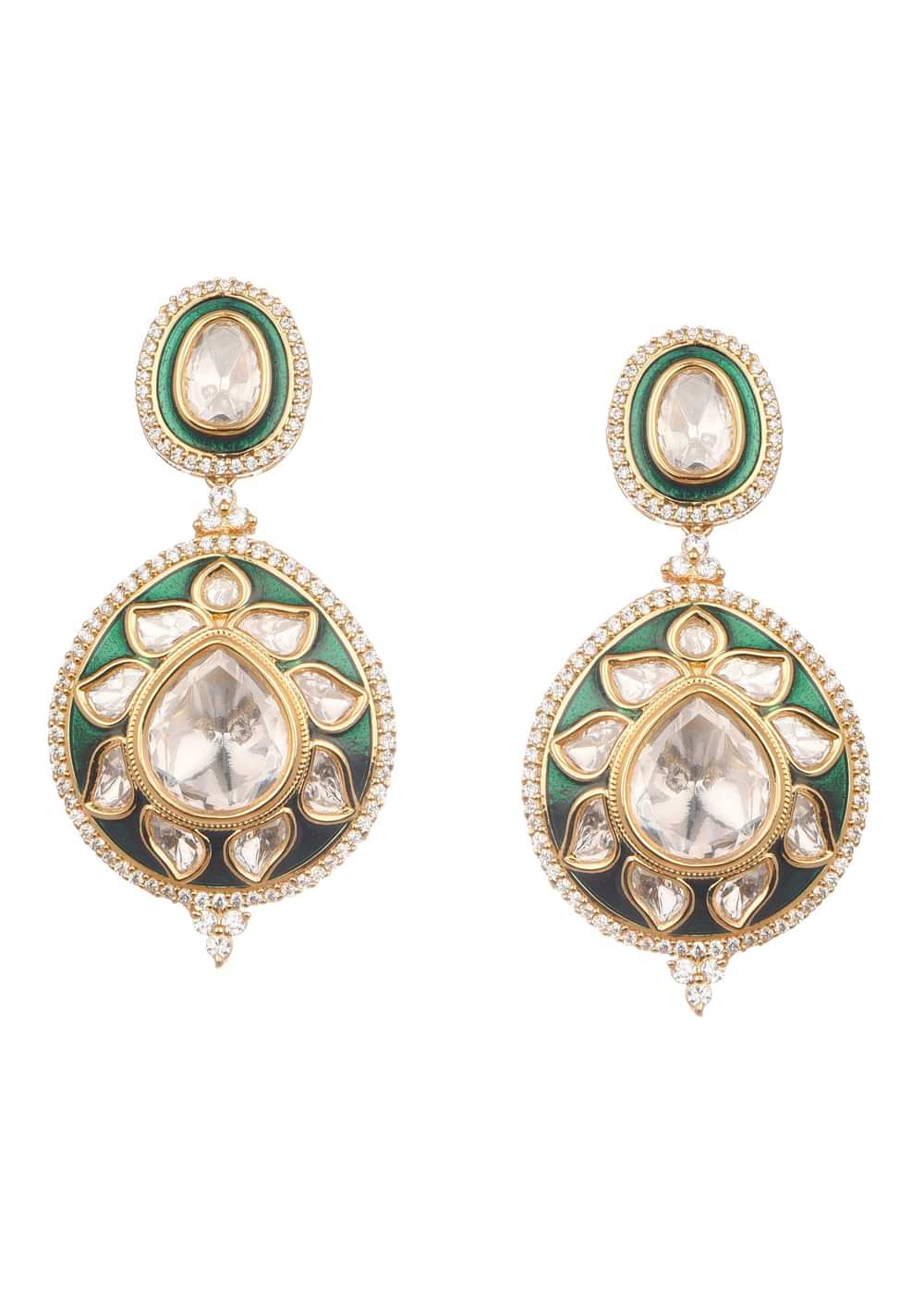 White And Gold Kundan Mix Metal Necklace With Earrings
