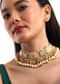 White And Gold Kundan Necklace In Mix Metal