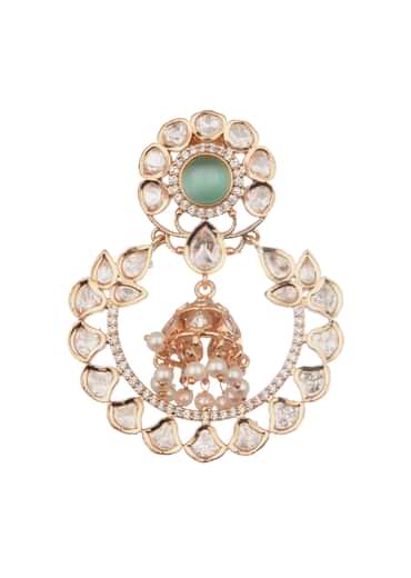 White And Gold Kundan Necklace With Earrings