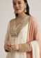 White and Peach Ombre Embroidered Suit