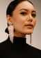 White And Pink Beads Embellished Leather Earrings With Fringes And Stone Work