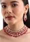 White And Red Short Kundan Necklace Set In Mix Metal