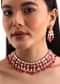 White And Red Short Kundan Necklace Set In Mix Metal