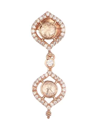 White And Rose Gold Kundan Diamond Necklace Set