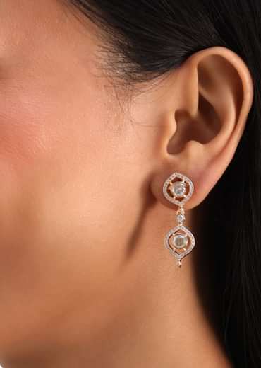 White And Rose Gold Kundan Diamond Necklace Set