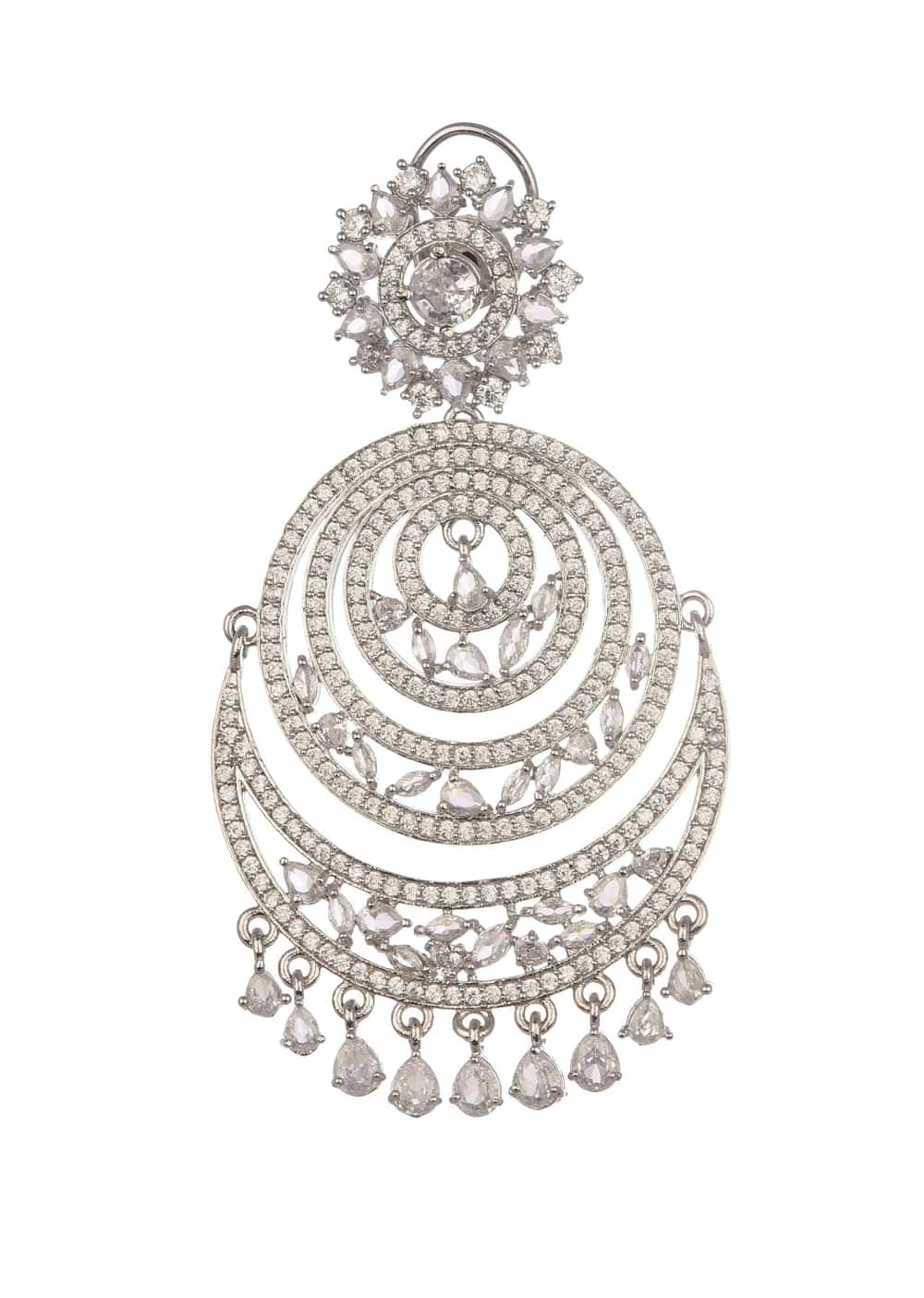 White And Silver Diamond Chandbalis In Mix Metal