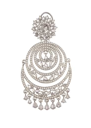 White And Silver Diamond Chandbalis In Mix Metal