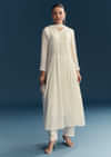 White Chinon Anarkali Suit With Sequins Work