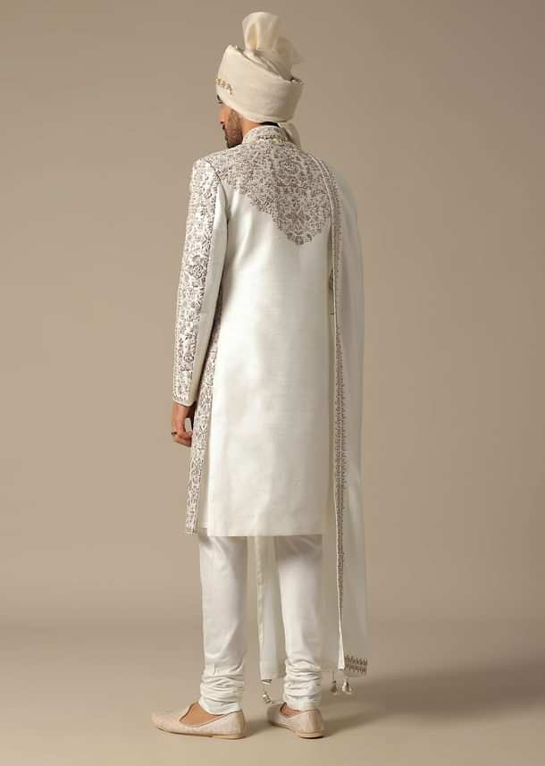 White Elegance Sherwani Set For Grooms