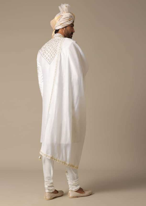 White Elegant Sherwani Set For Grooms