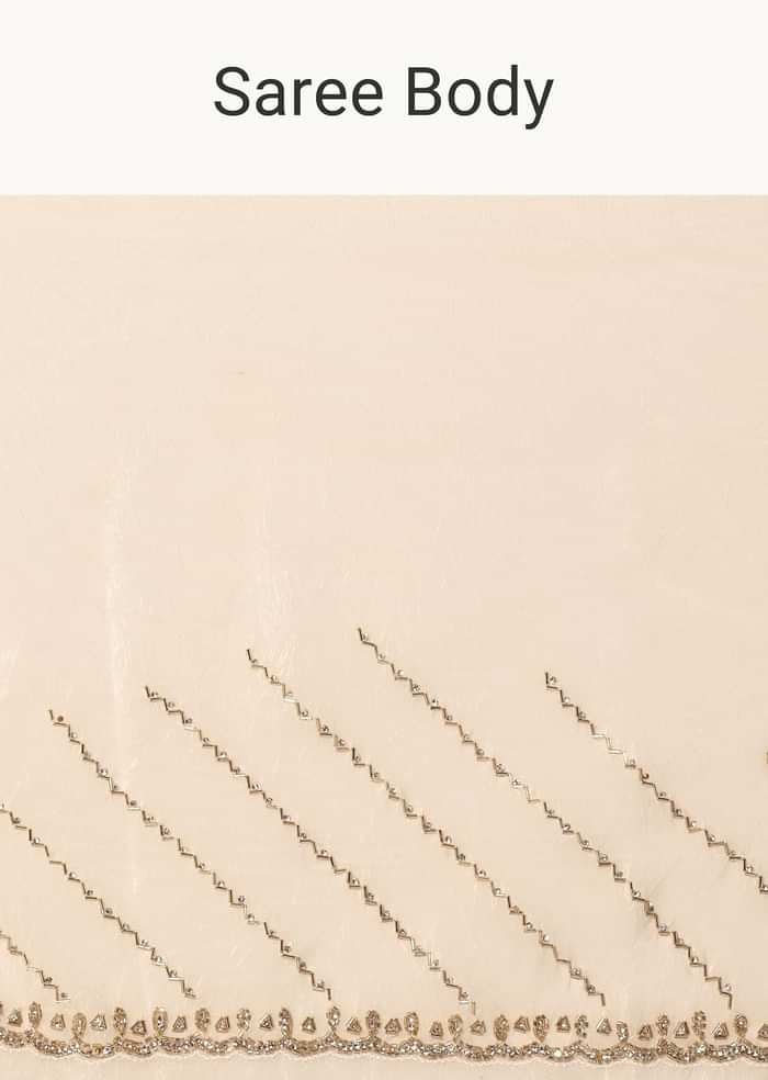 White Embroidered Tissue Saree With Unstitched Blouse